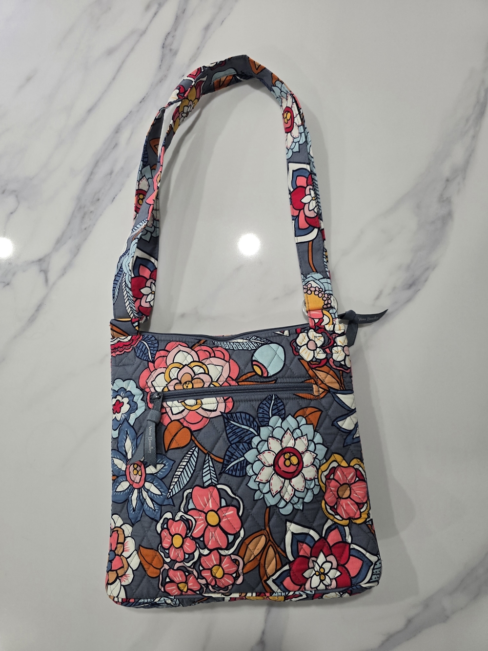 Floral Quilted Crossbody Bag in Blue Multicolor